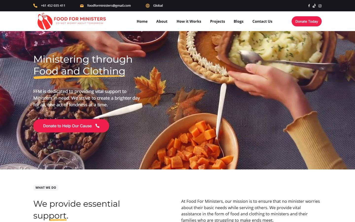 Food for Ministers website screenshot